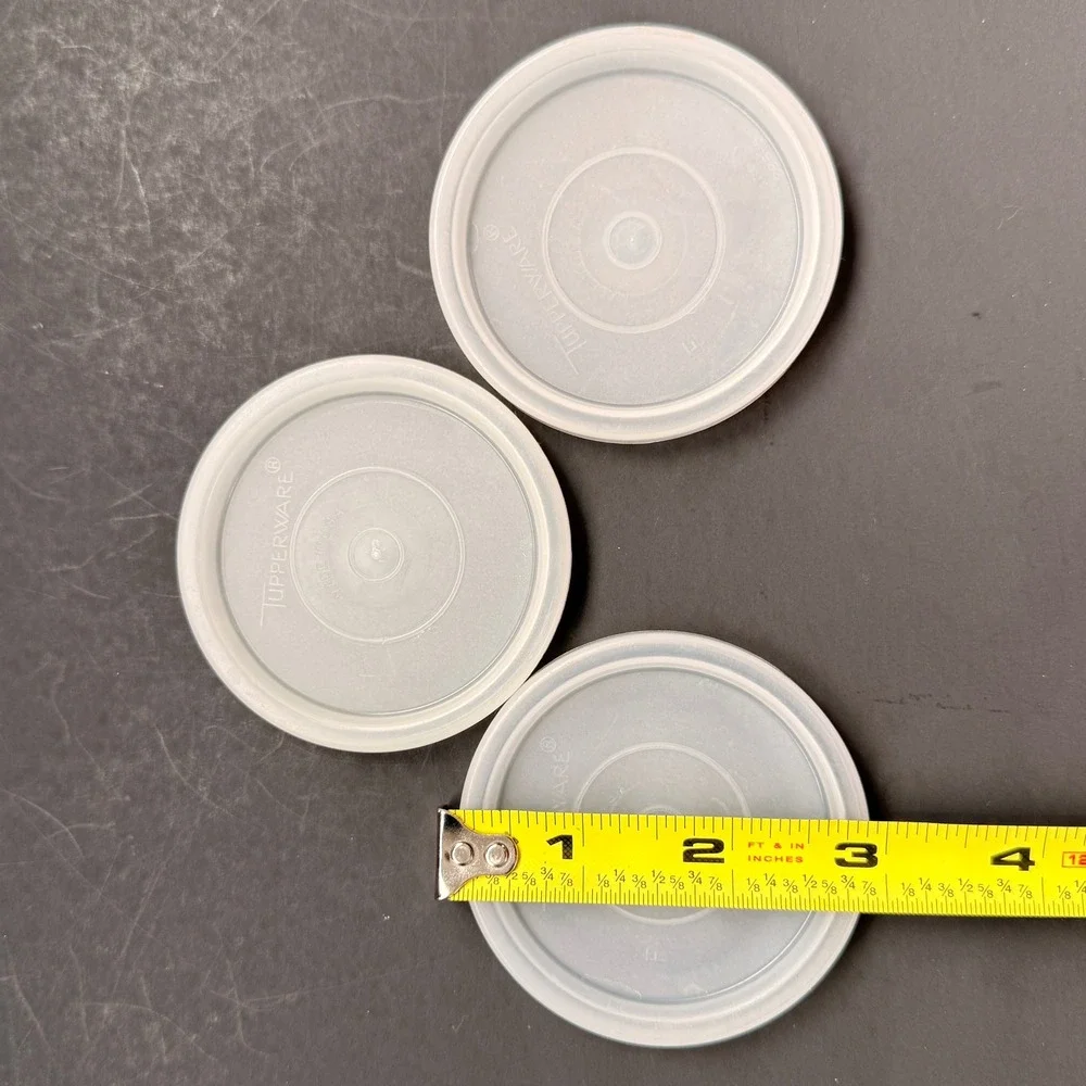 Tupperware Replacement Lids 296-50 Sheer White Round Seal 3 Inch Set of 3 USA